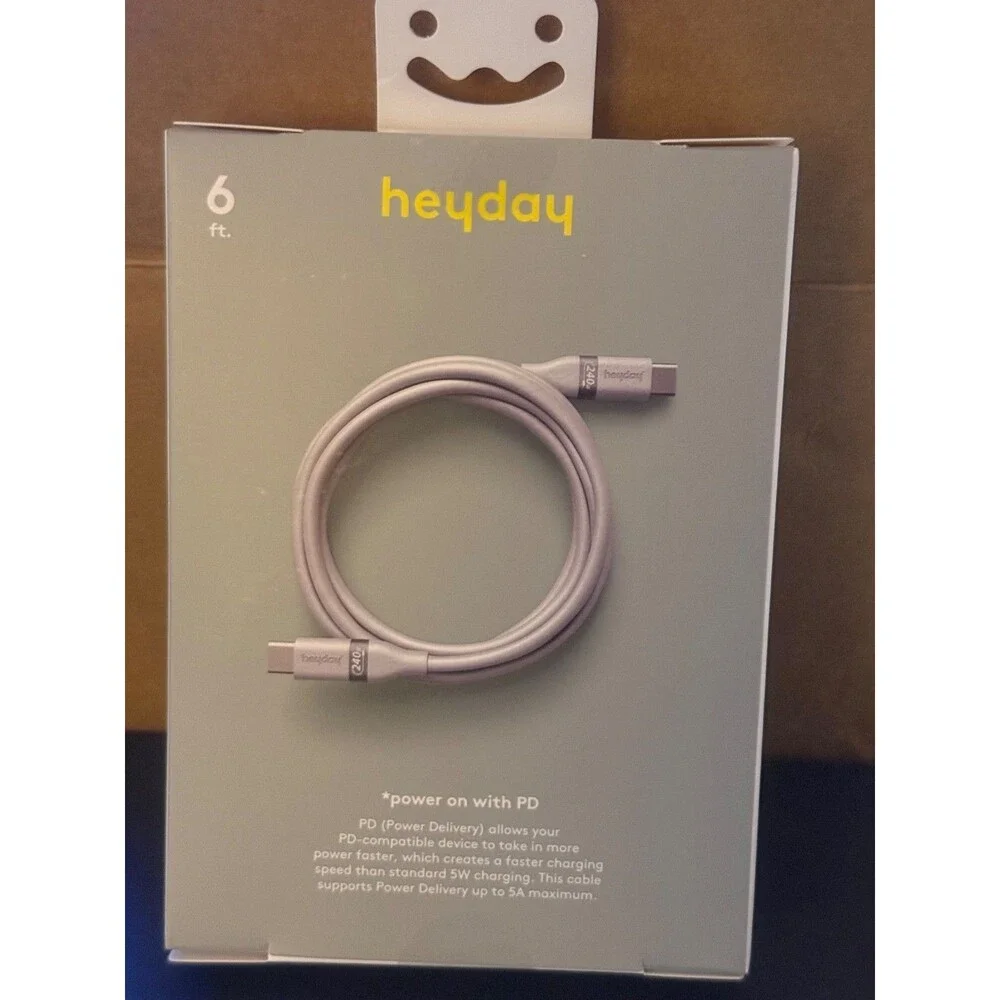 6' USB-C to USB-C Soft Touch Fast Charging Cable - heyday